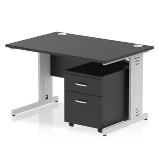 Impulse Cable Managed Straight Desk With Mobile Pedestal